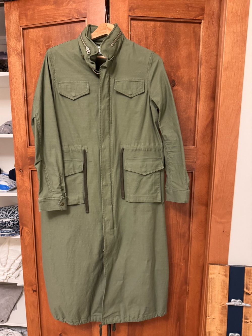 Women’s Long Olive Utility Parka Jacket small